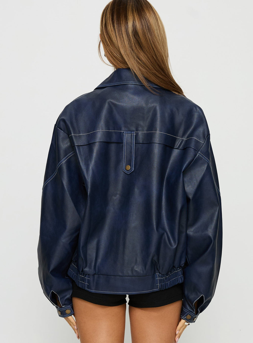 Chaqueta de piel sintética Jaxton azul marino