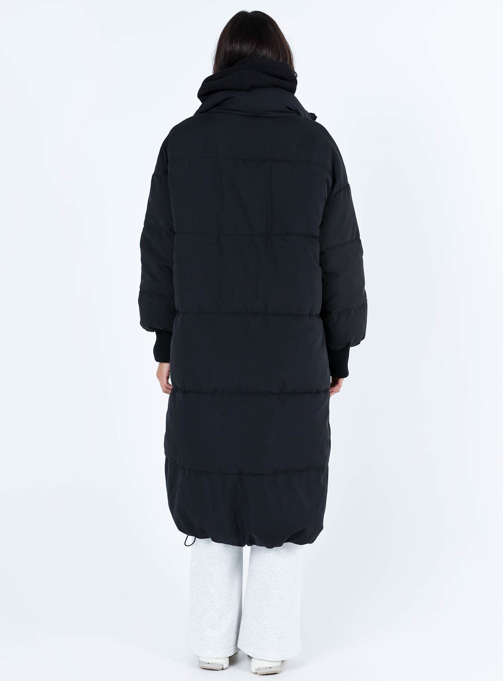 Chaqueta acolchada larga Abe, negra