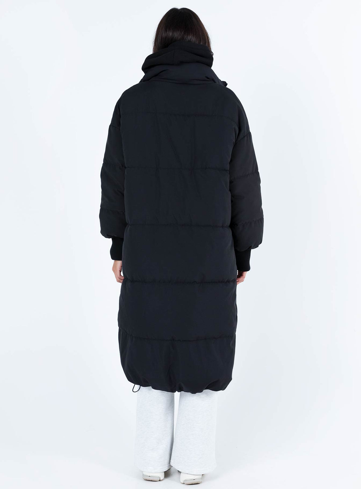 Chaqueta acolchada larga Abe, negra