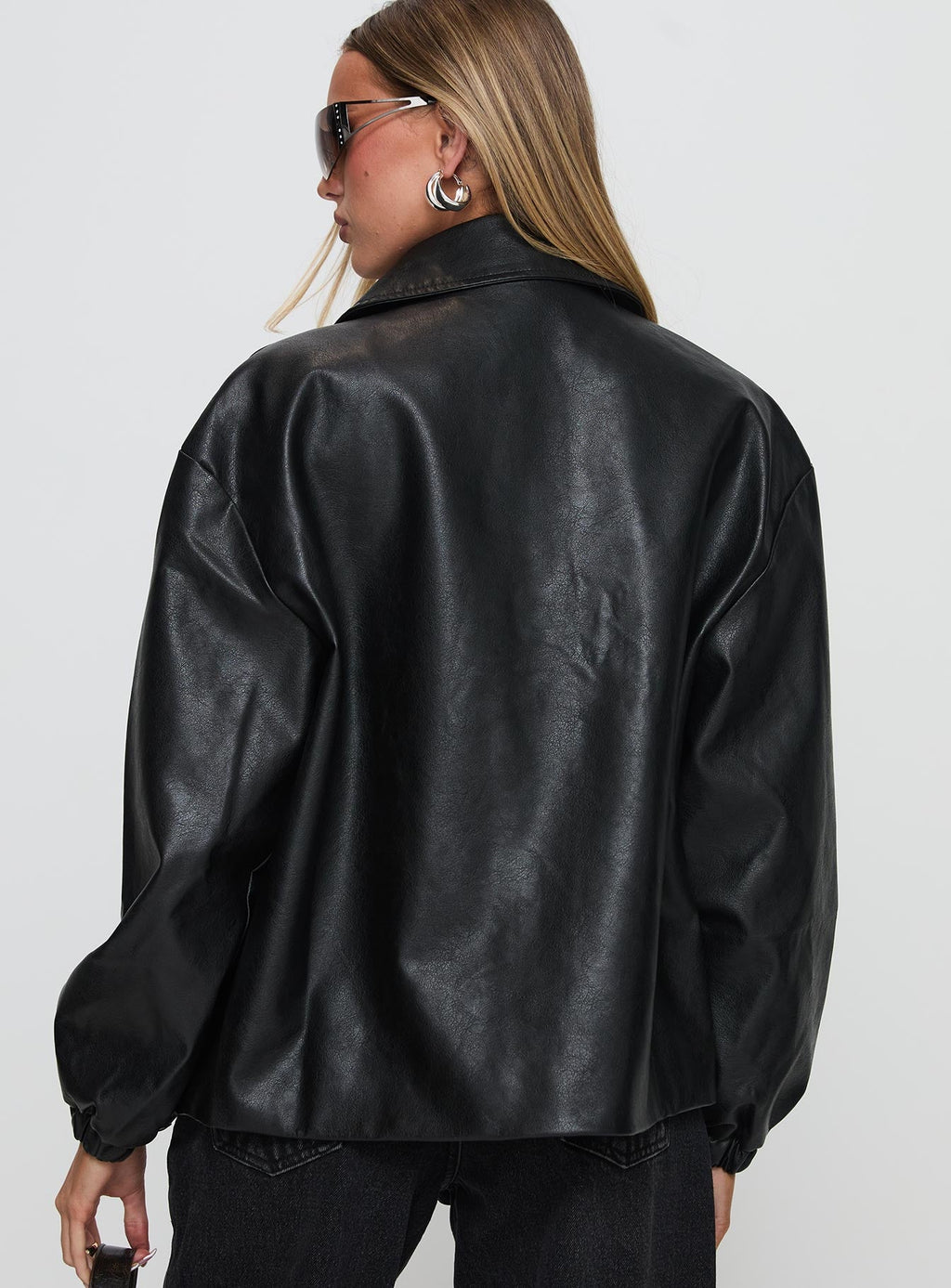 Chaqueta tipo bomber de piel sintética Missed Call negra