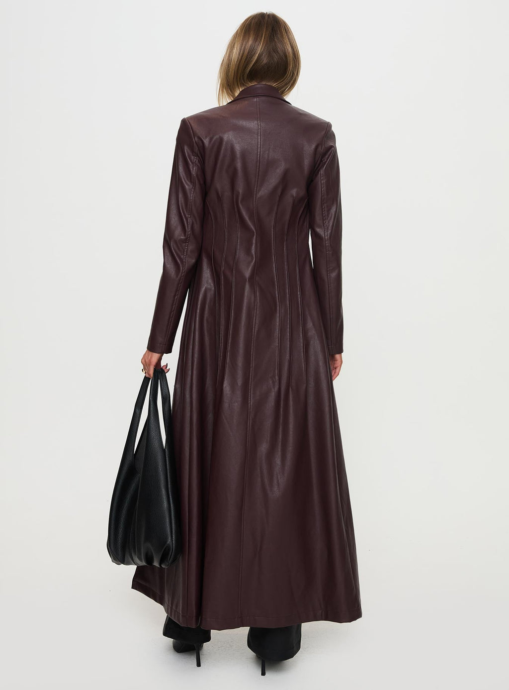 Abrigo largo de piel sintética Speak Easy color burdeos