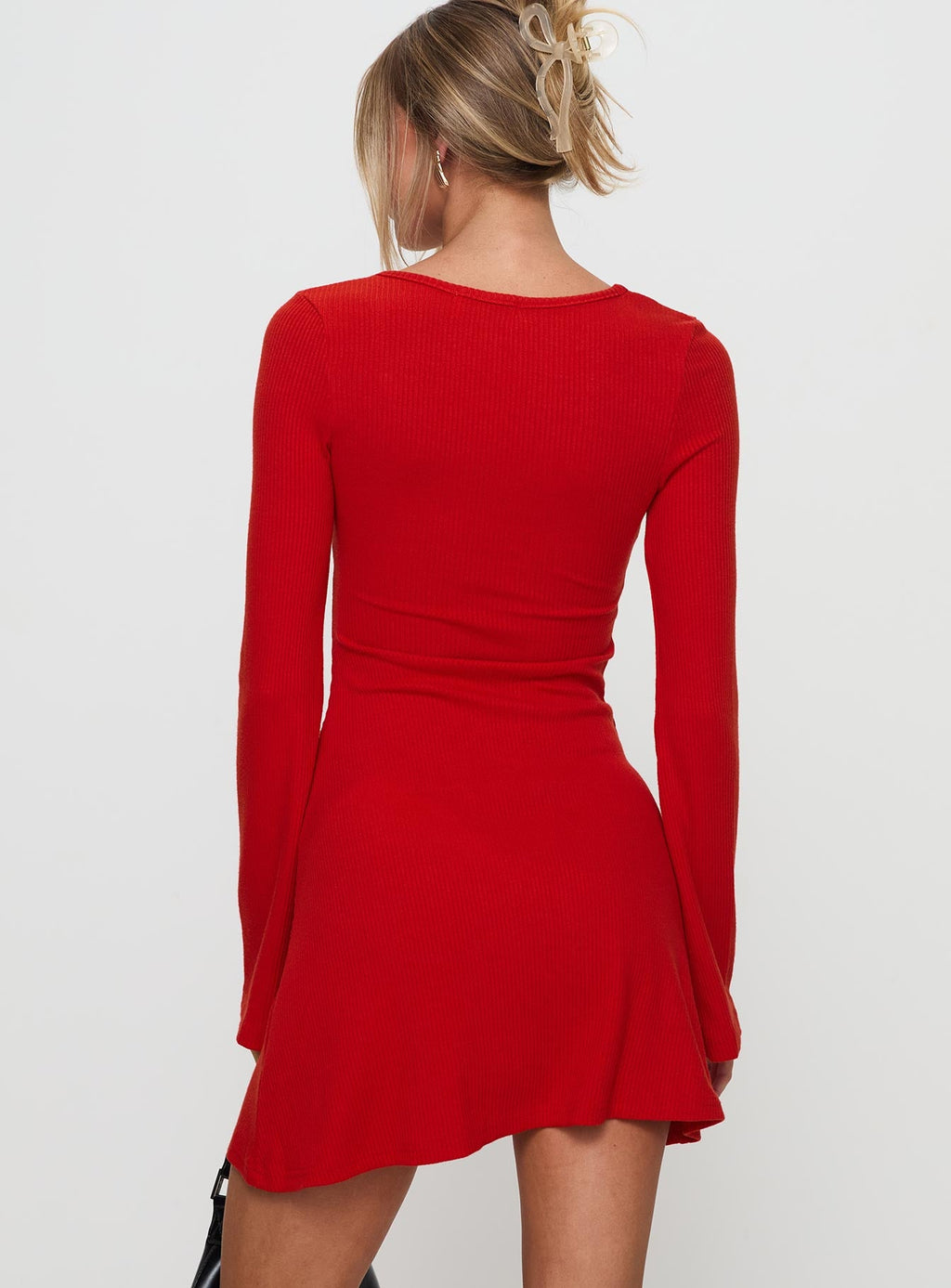 Vestido Mini de Manga Larga "Best Interest" Rojo