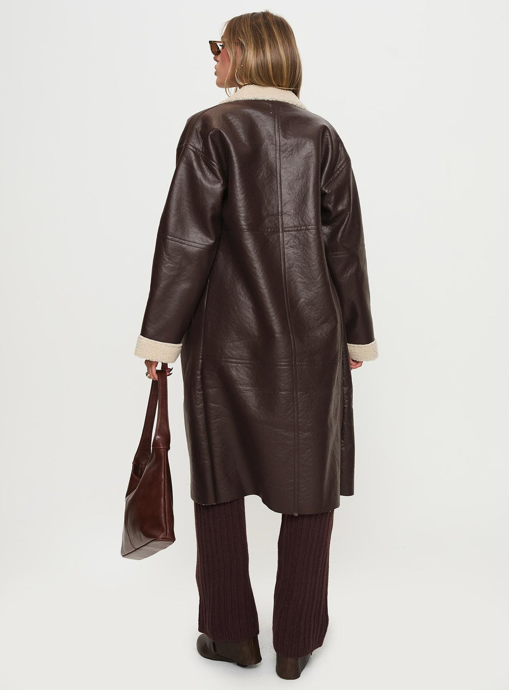 Chaqueta larga de piel de oveja Ammelia marrón