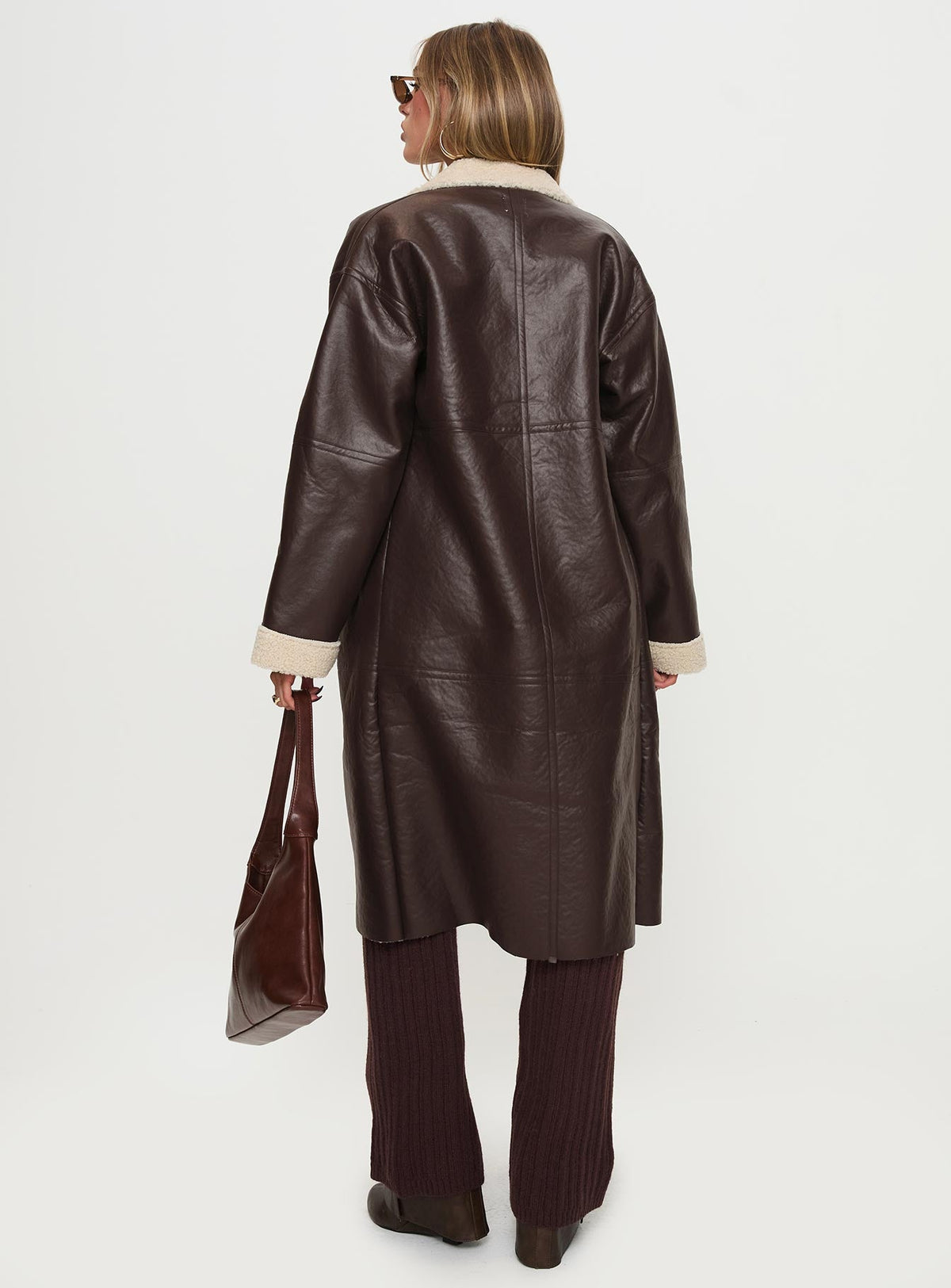 Chaqueta larga de piel de oveja Ammelia marrón