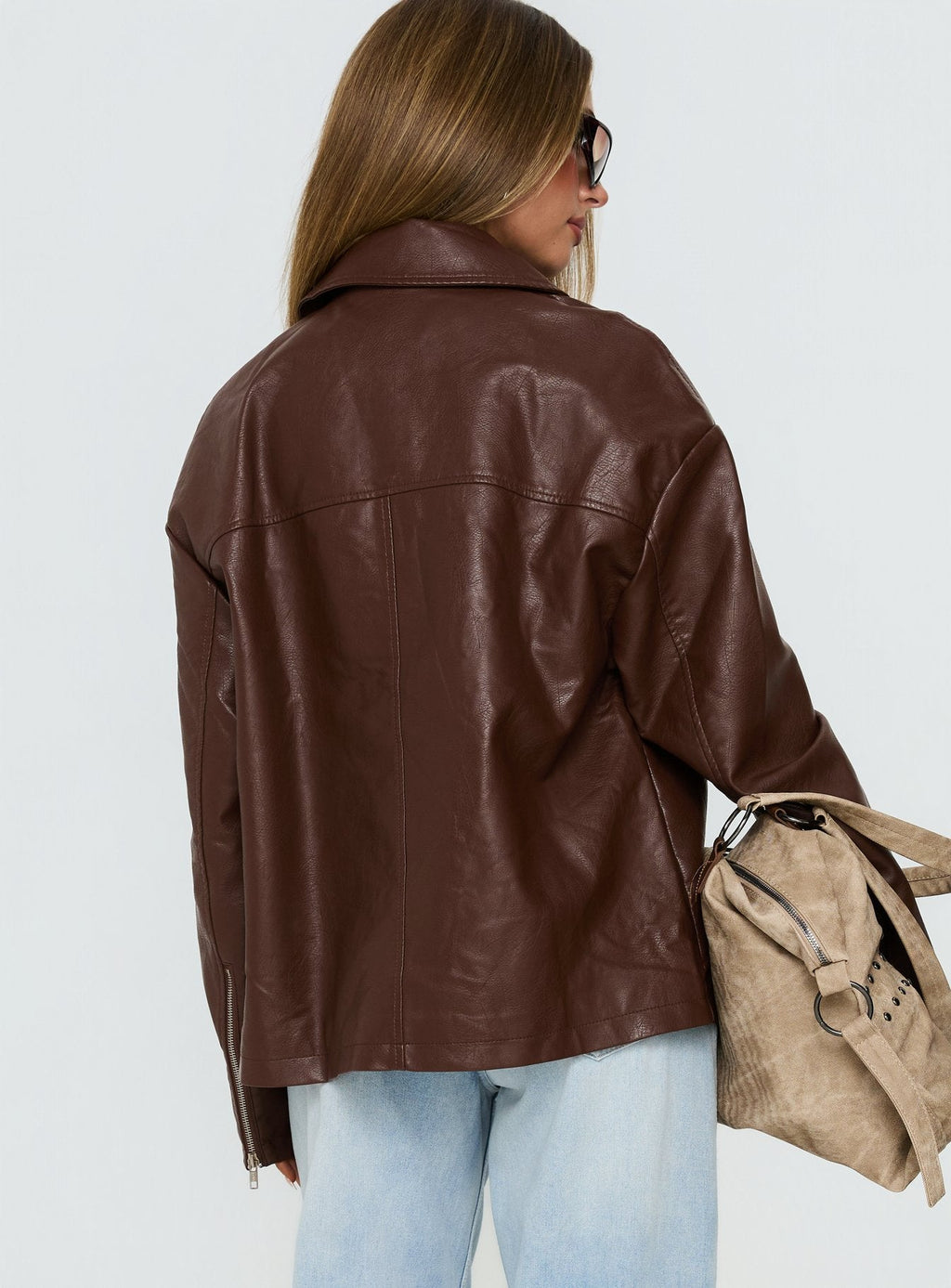 Chaqueta de piel sintética Napoleon marrón oscuro