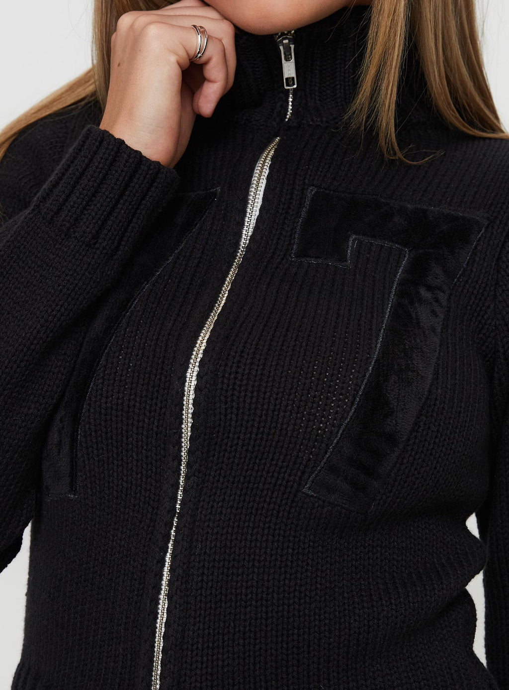 Chaqueta de punto con cremallera Nylah negra