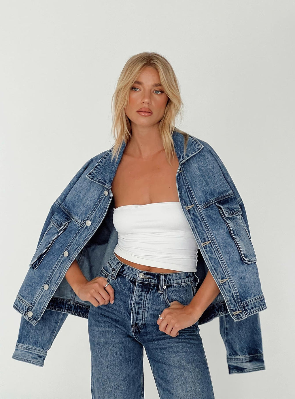 Chaqueta vaquera oversize Kier lavado medio