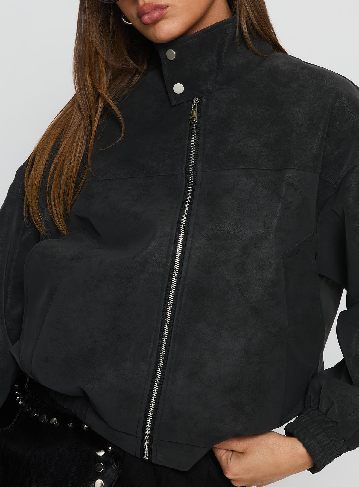 Chaqueta tipo bómber de ante sintético Ellissa, negra