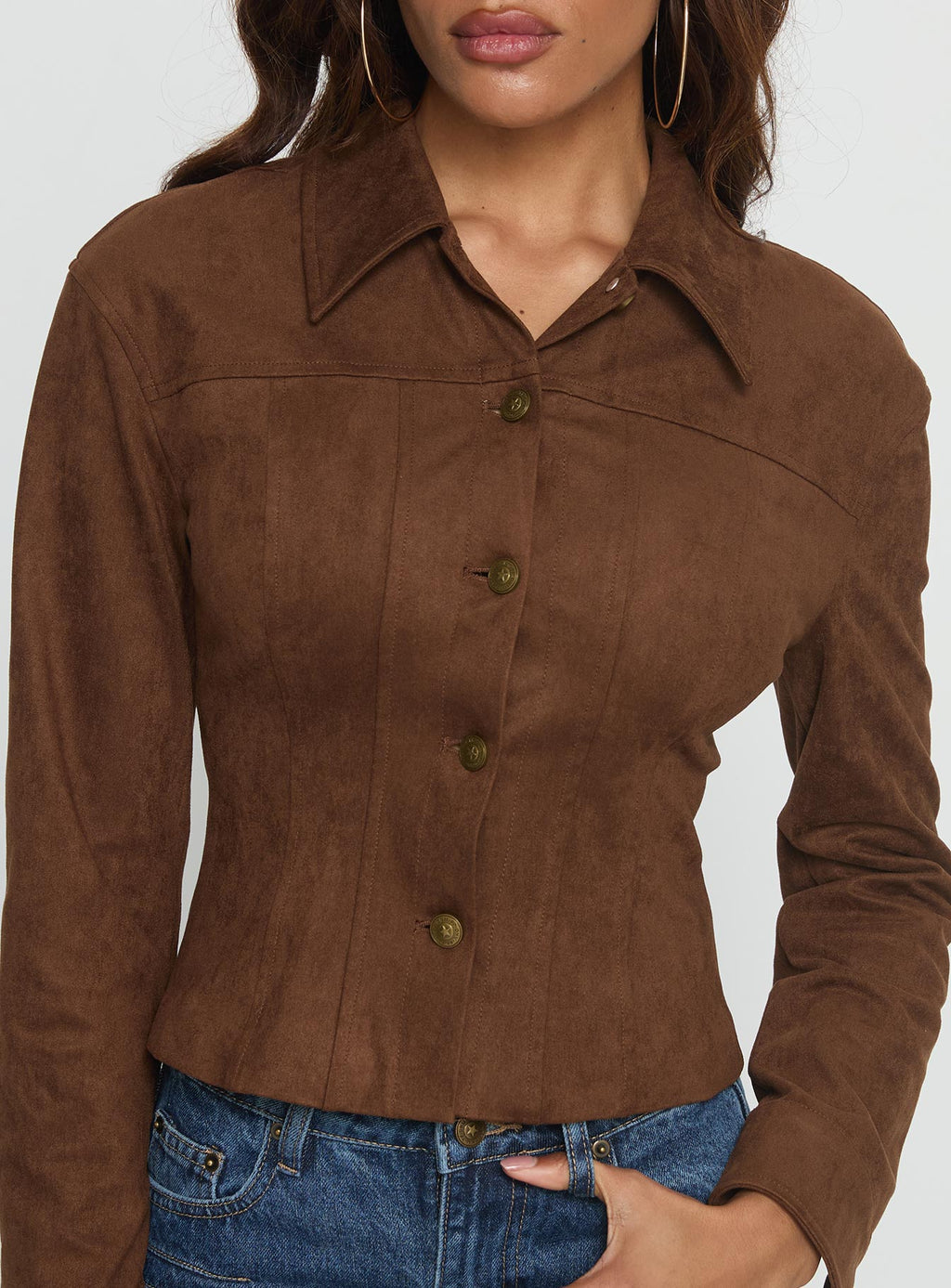 Chaqueta entallada para invitadas chocolate