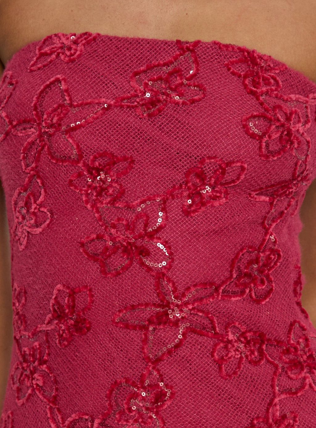 Minivestido sin tirantes Mimosie Borgoña