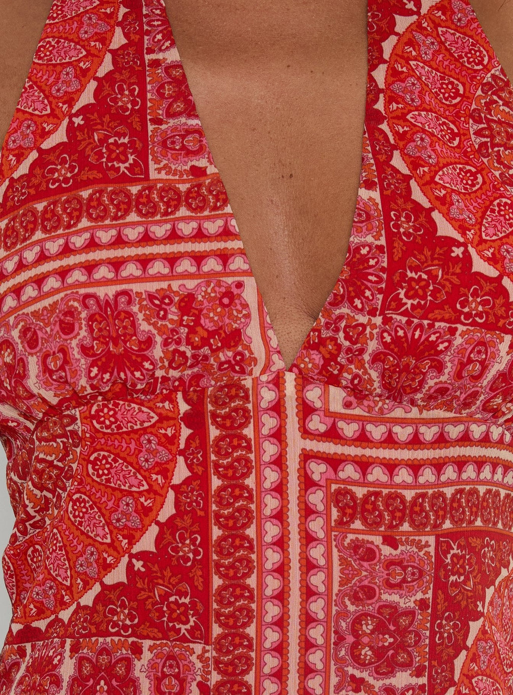 Minivestido Halter Alvira Rojo Cachemira