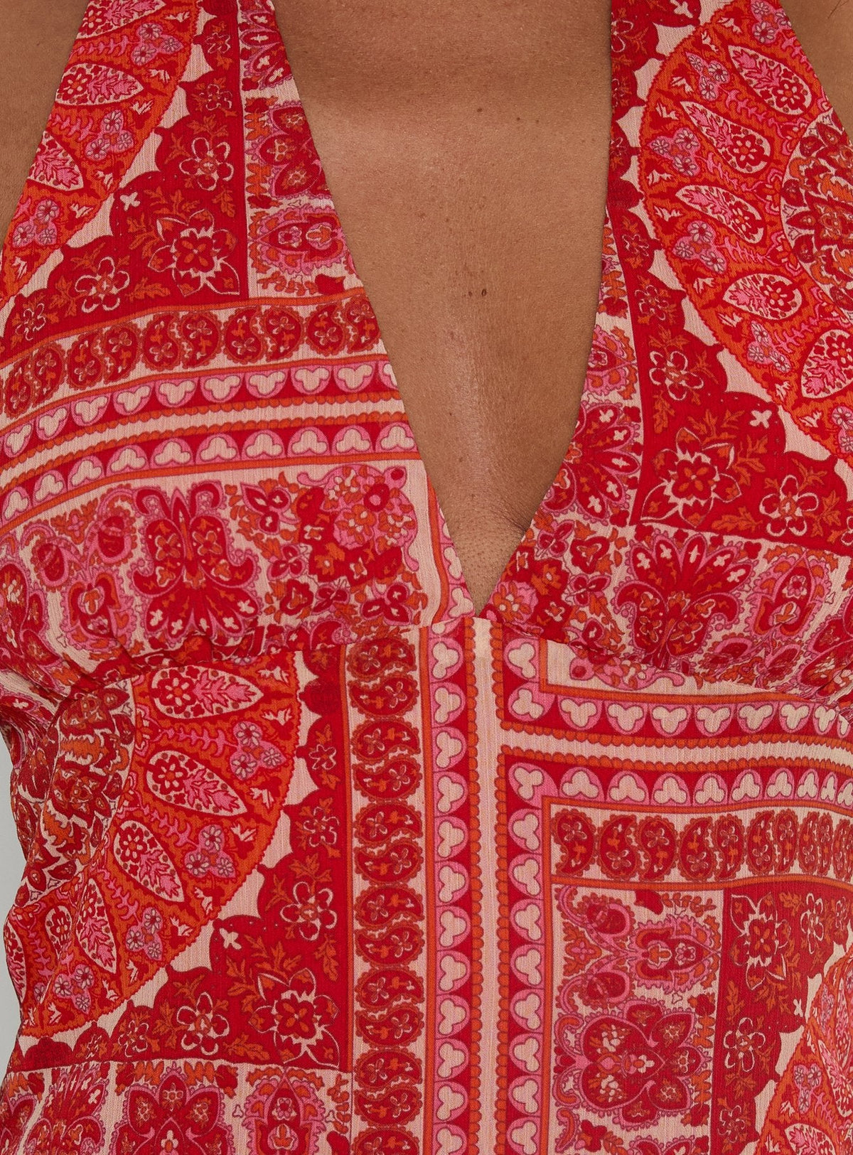 Minivestido Halter Alvira Rojo Cachemira