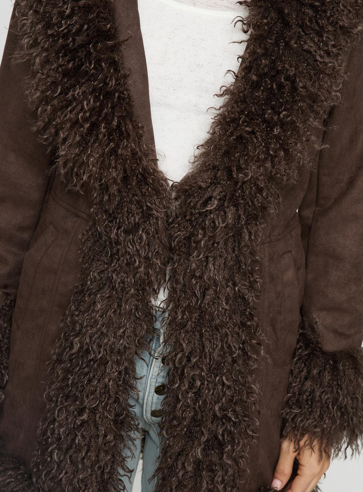 Chaqueta Josefina con detalle de piel sintética chocolate