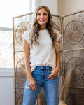 Top de manga corta Justina Cloud Knit - Crema