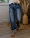 Jeans estilo boyfriend Risen Rowan sin efecto desgastado - Lavado oscuro