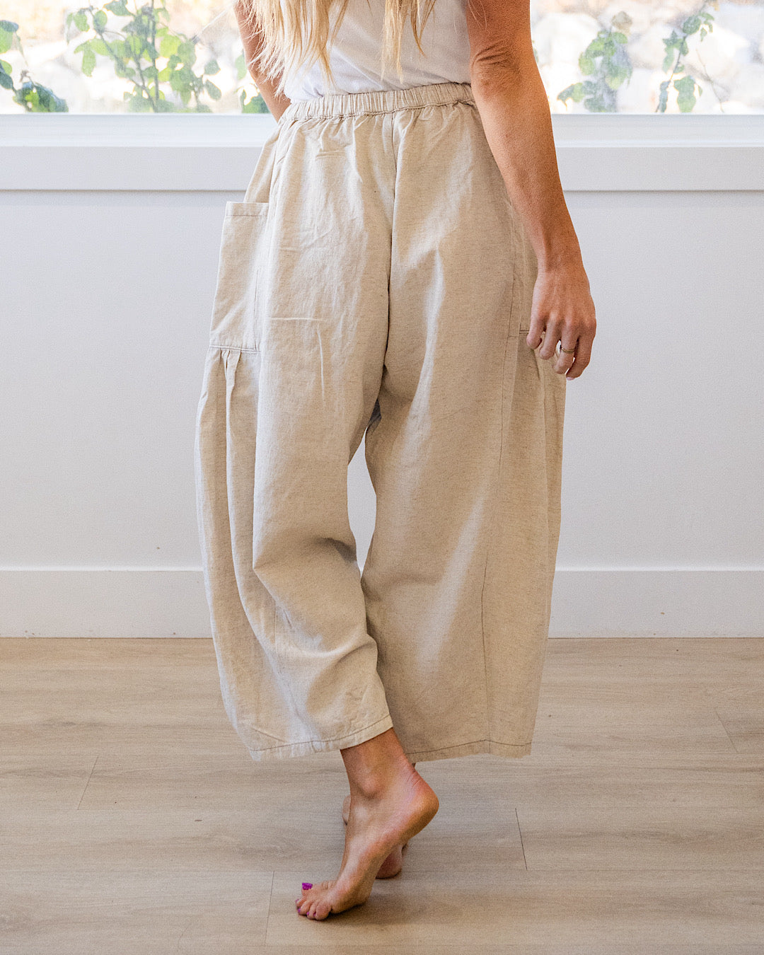 Pantalones anchos de lino Sonya - Natural