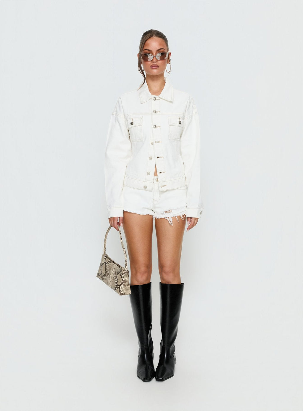 Chaqueta vaquera entallada Caresse blanca