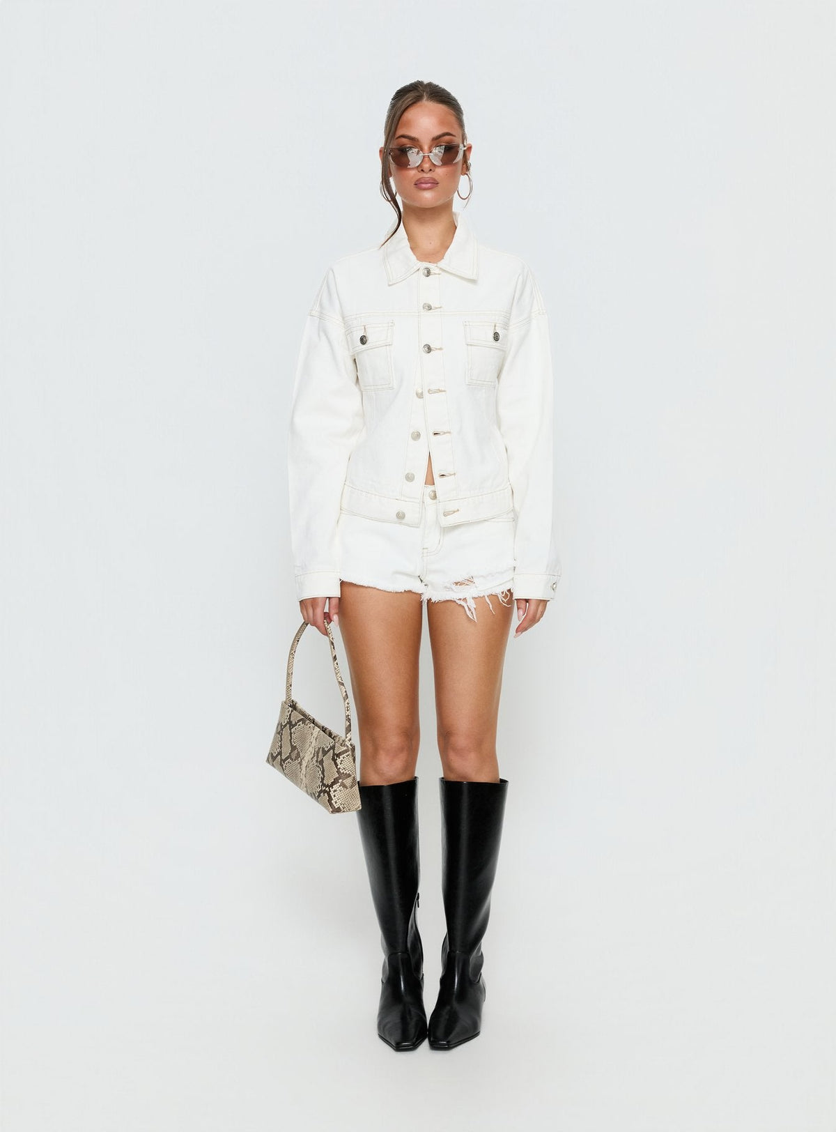 Chaqueta vaquera entallada Caresse blanca