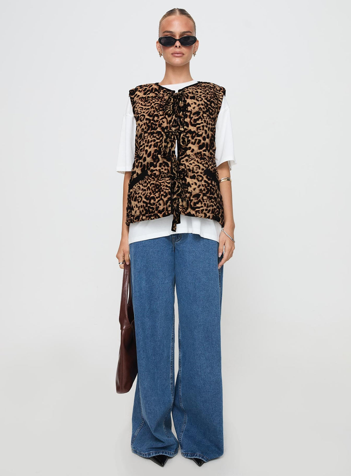 Chaleco acolchado Samual con estampado de leopardo
