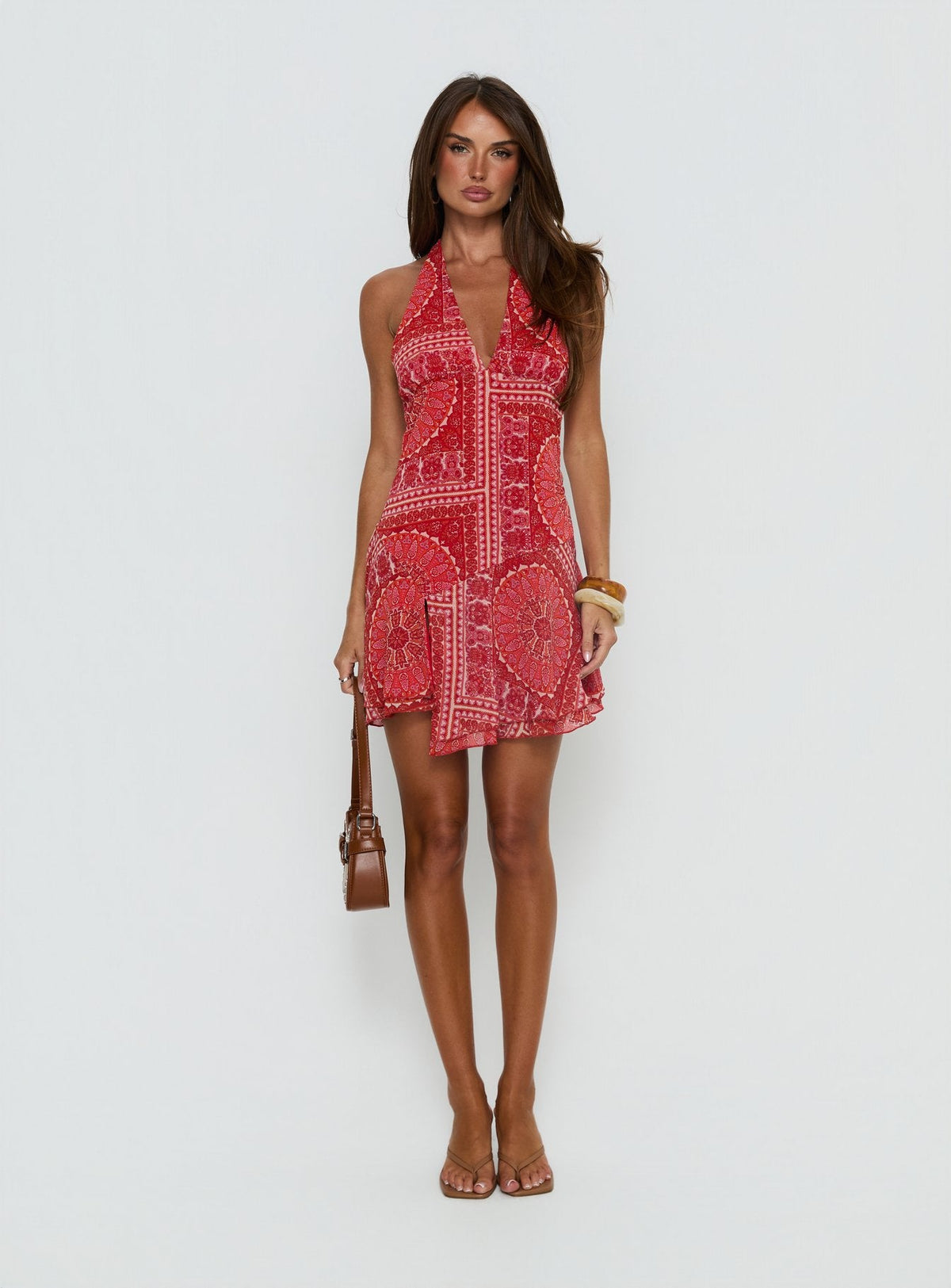 Minivestido Halter Alvira Rojo Cachemira
