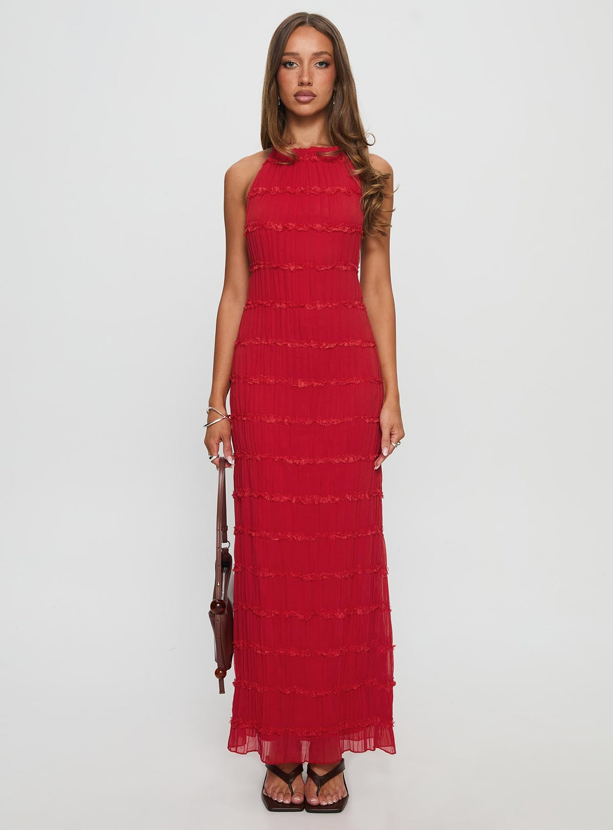 Vestido largo Klarissa Halter rojo