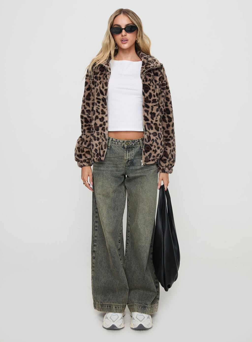Chaqueta de piel sintética Caine estampado leopardo
