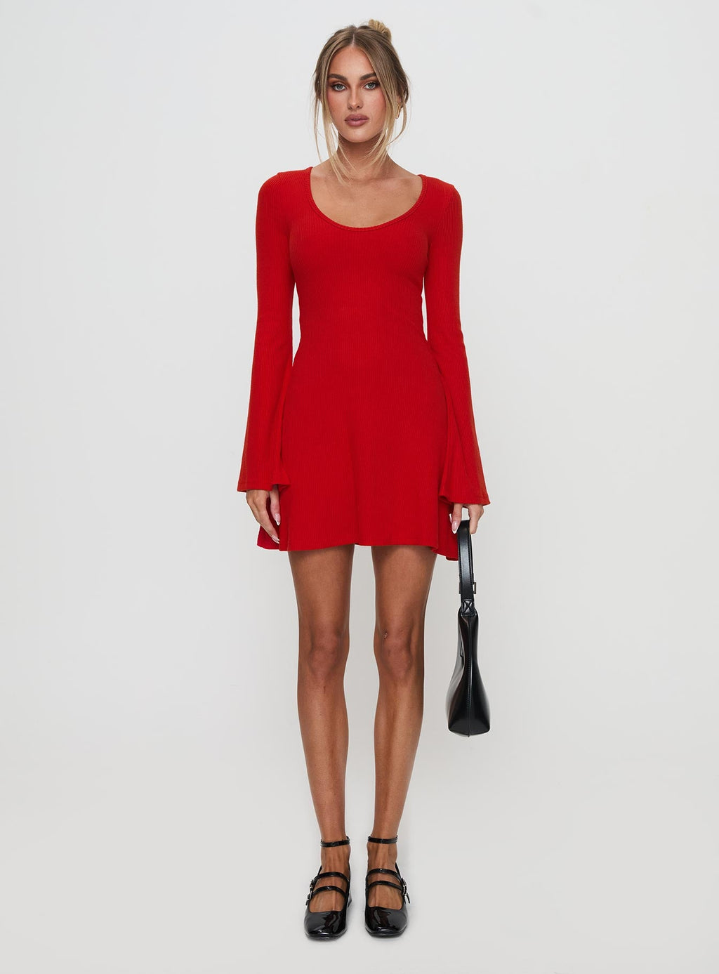 Vestido Mini de Manga Larga "Best Interest" Rojo