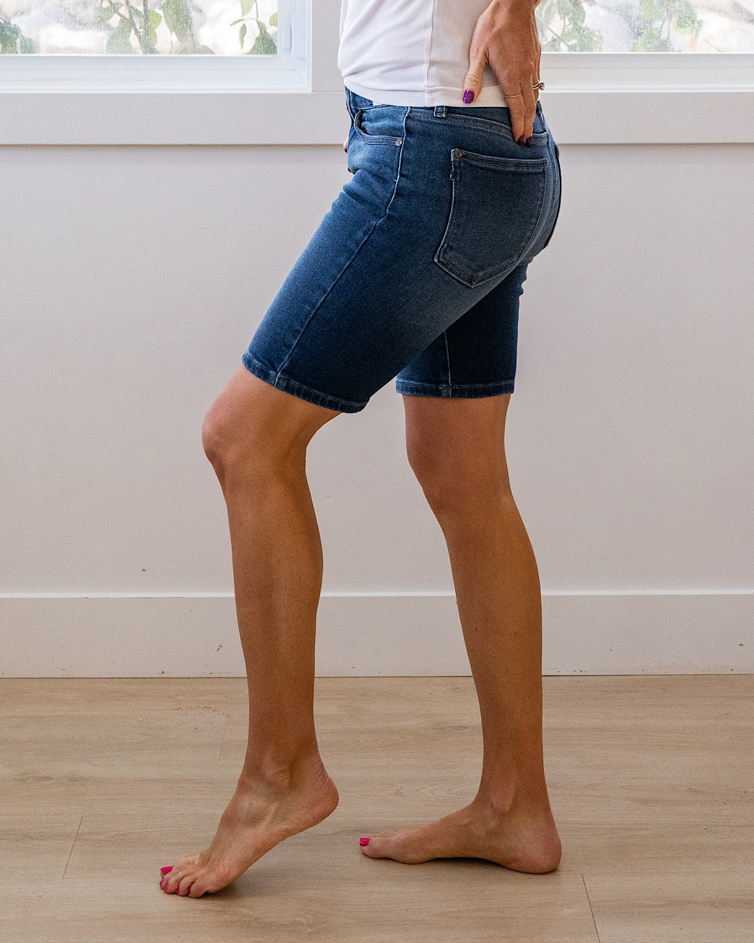 Shorts tipo bermuda Judy Blue Janelle sin roturas EN OFERTA