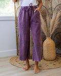 Pantalones anchos tipo cropped cómodos - Berenjena