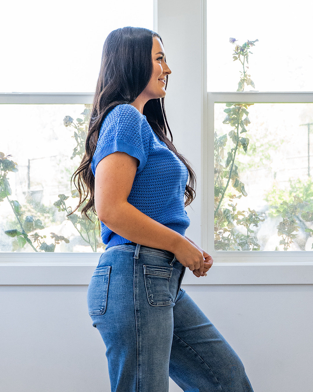 Top de punto tejido Nicole - Azul real