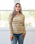 ¡NUEVO! Blusa Alexa de rayas múltiples - Crema, topo y oliva