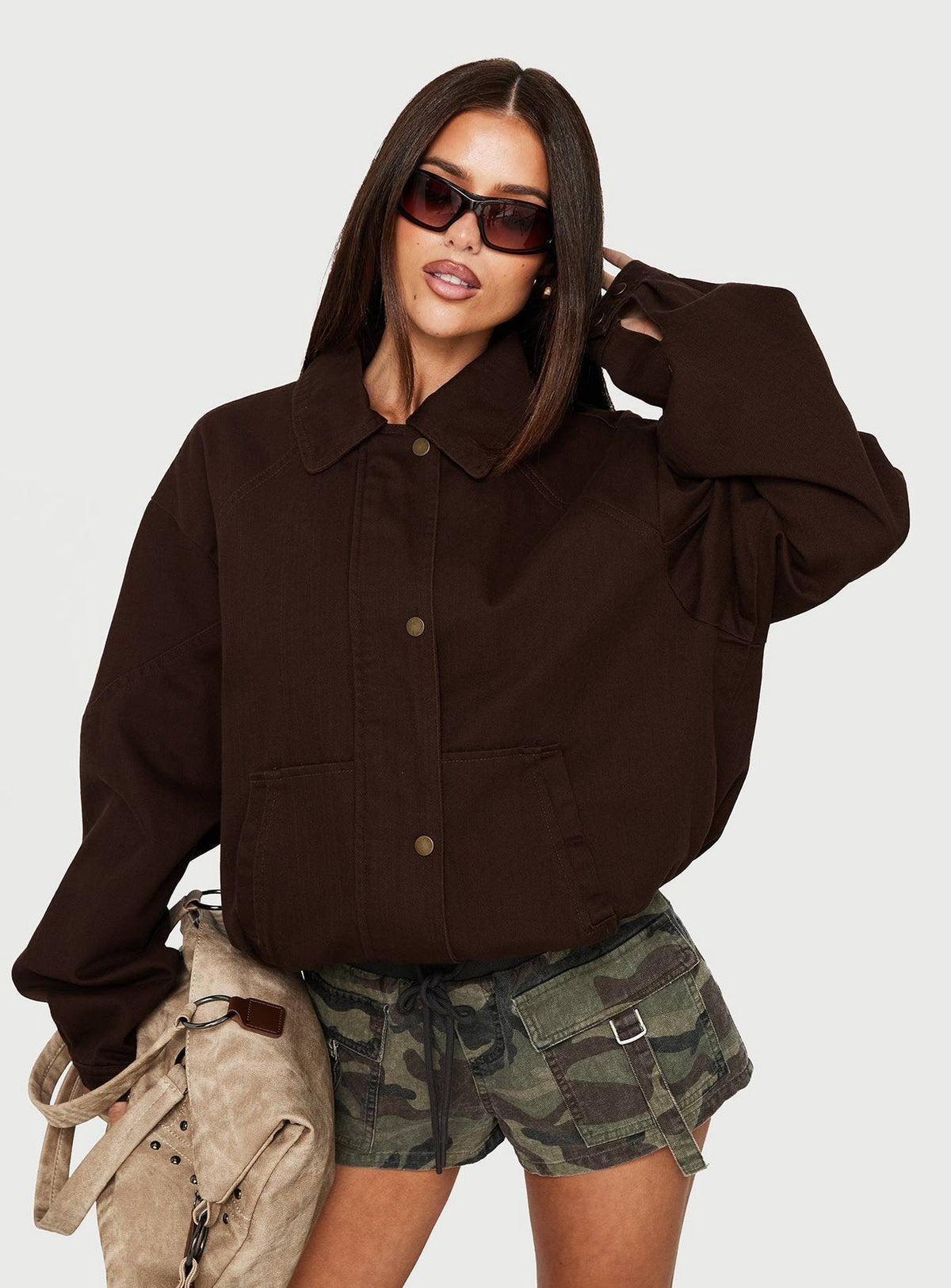 Chaqueta de mezclilla ligera Jaxton color marrón lavado