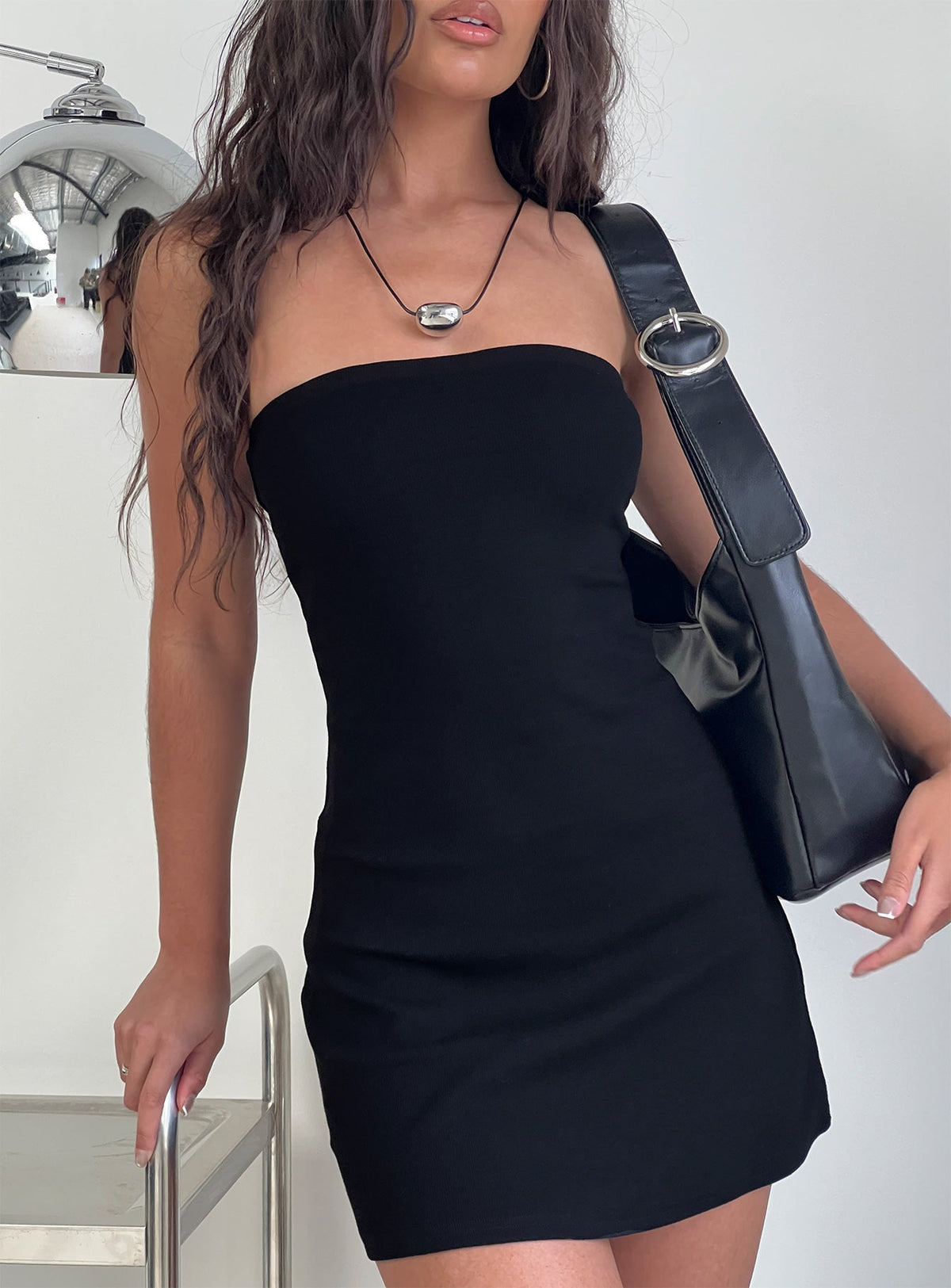 Minivestido sin tirantes Baseline Negro