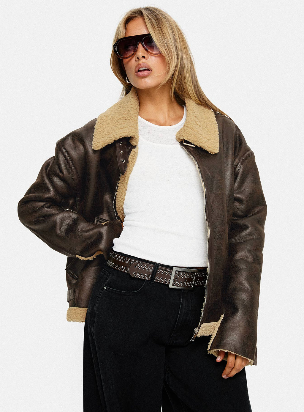 Chaqueta con cuello Benetta marrón