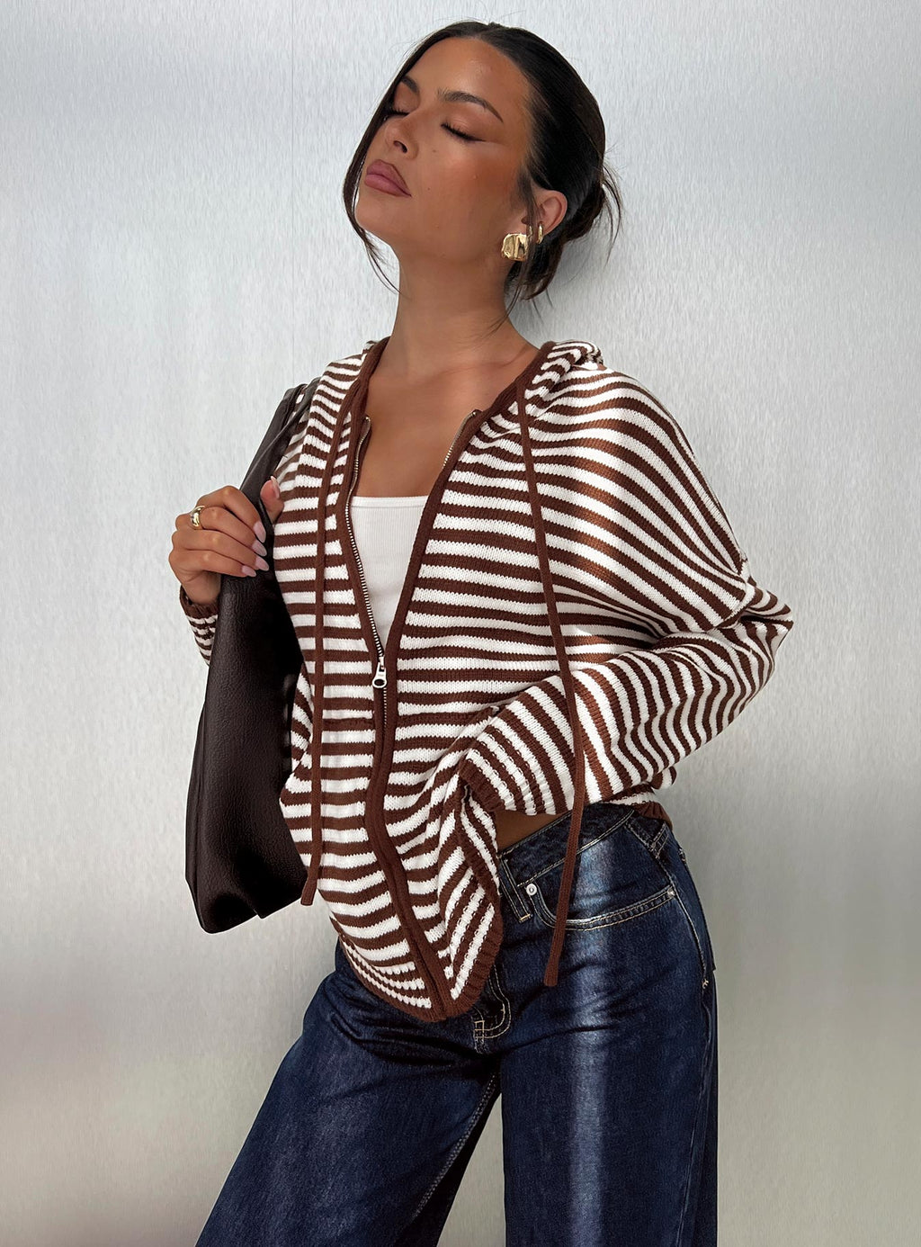 Chaqueta con cremallera Brienna marrón