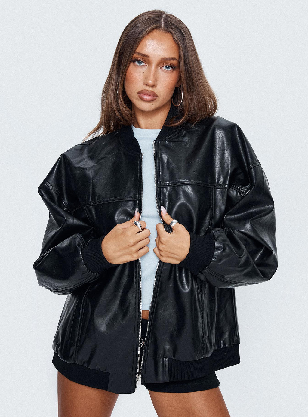 Chaqueta bomber de piel sintética Believe It color negro