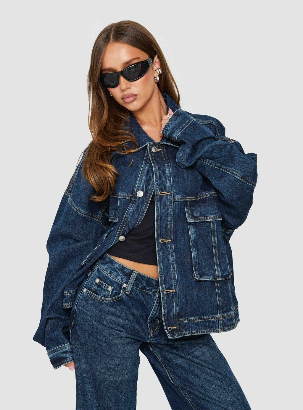 Chaqueta oversized Kier en denim lavado azul oscuro