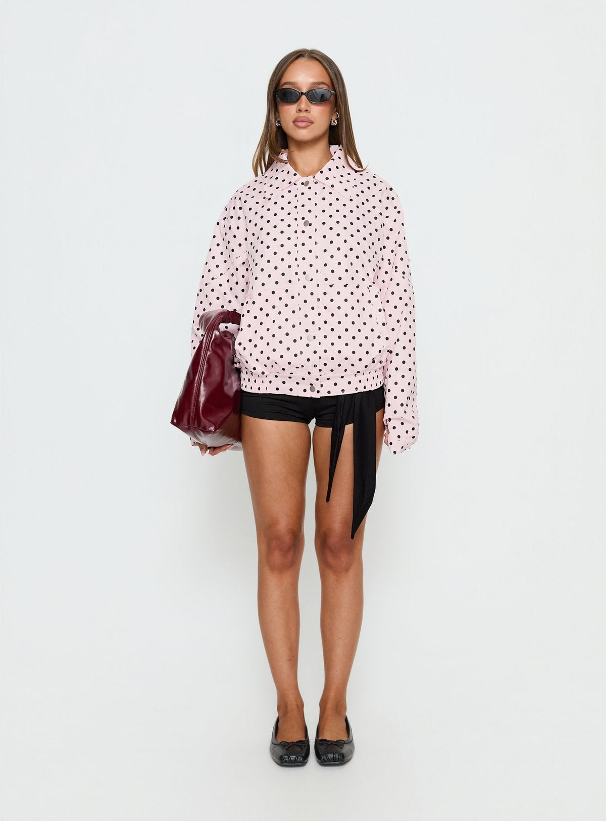 Chaqueta Oversized Swayer con Lunares Rosa
