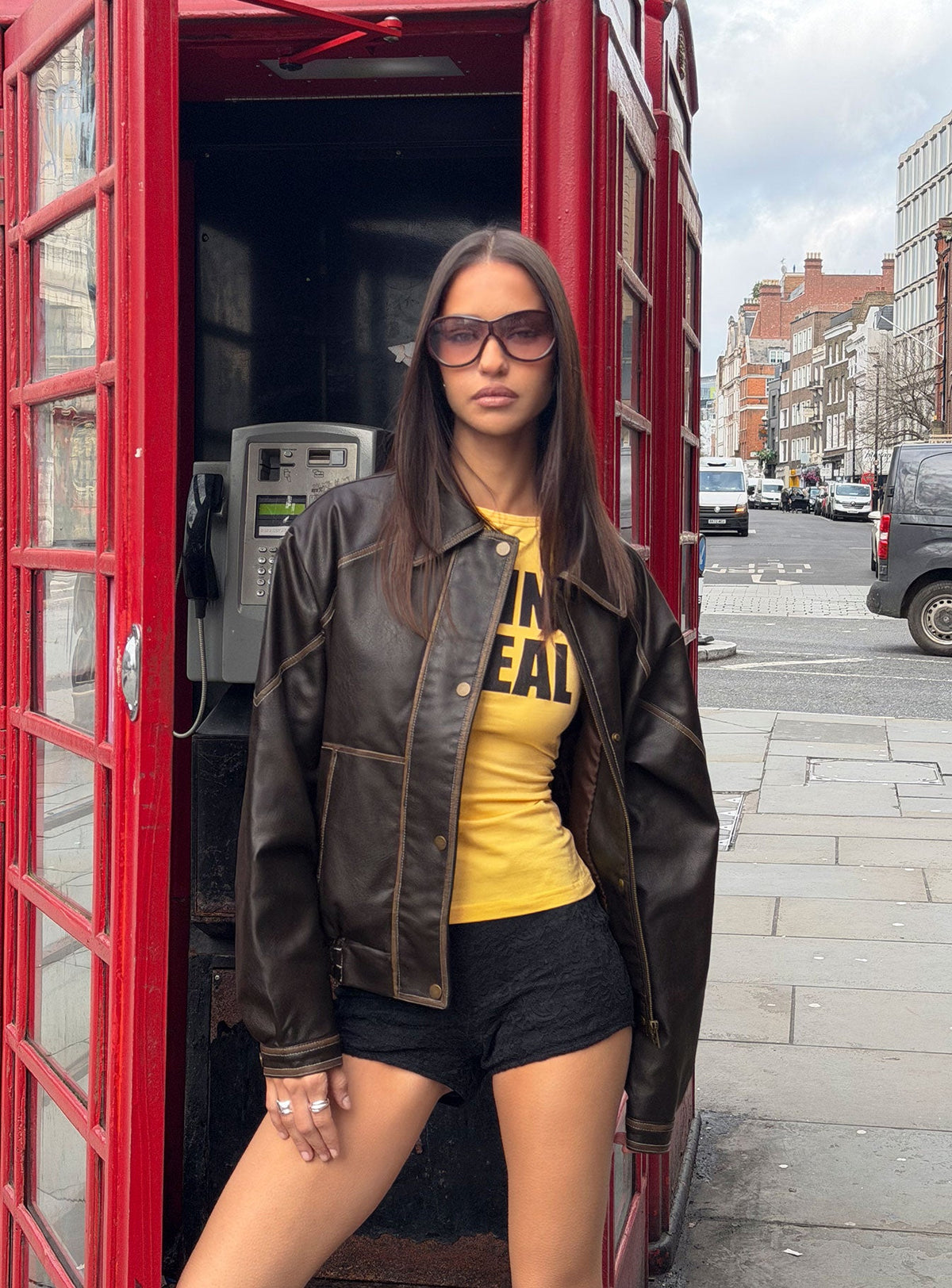Chaqueta de piel sintética Jaxton marrón