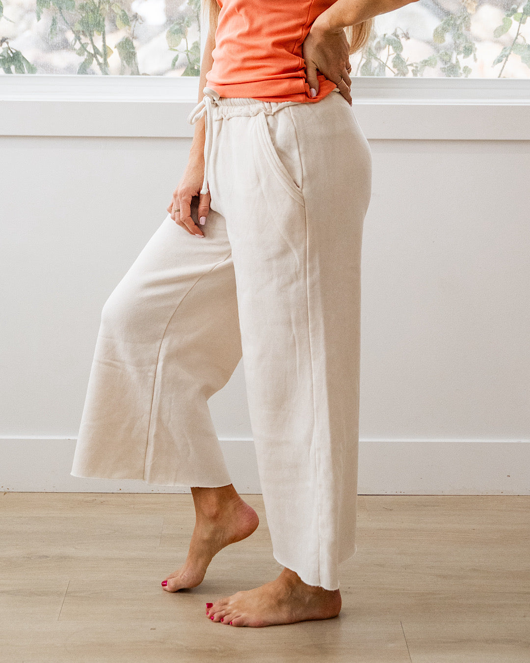 Pantalones anchos y cortos cómodos - Arena beige