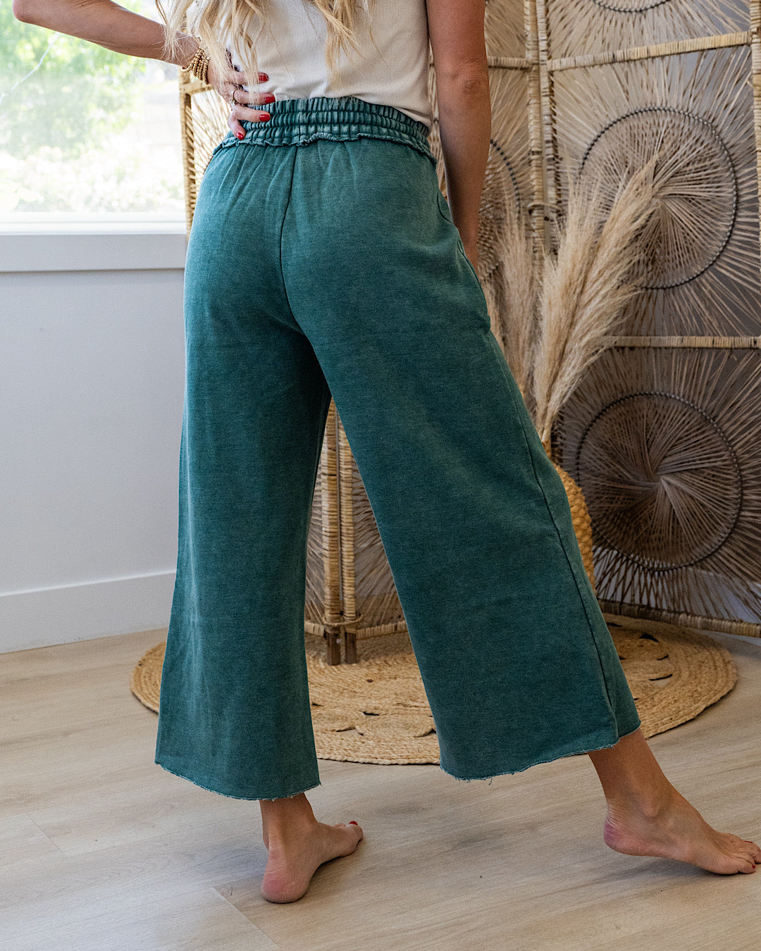 Pantalones anchos y cortos cómodos - Verde oscuro