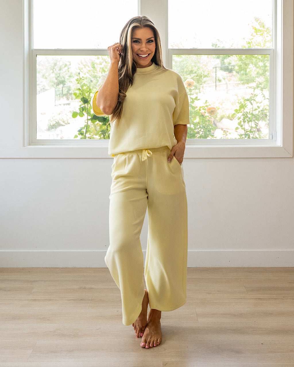 Pantalones anchos de tela scuba Kendall - Lemonilla