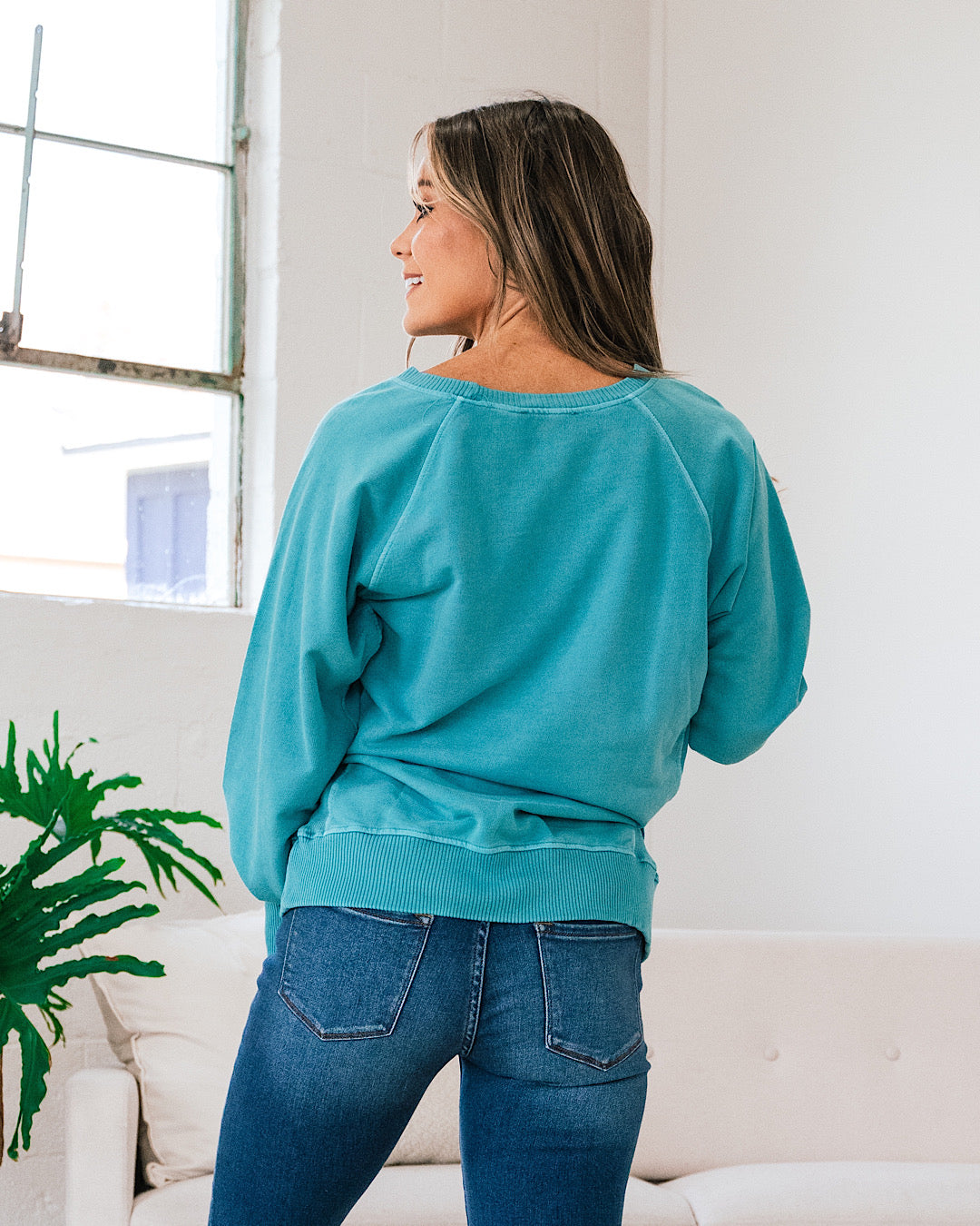 Sudadera de cuello redondo Girlfriend - Verde azulado claro VENTA FINAL