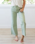 Jeans de tiro ancho recortados sin desgastes Vervet Skye - Menta