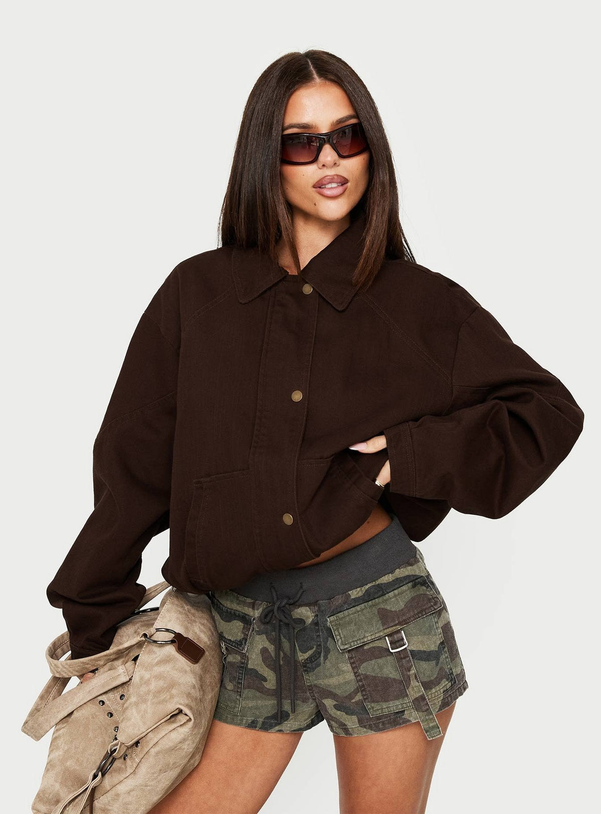 Chaqueta de mezclilla ligera Jaxton color marrón lavado