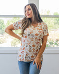 Top con cuello en V Sophie - Hojas de otoño