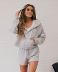 Sudadera con capucha y media cremallera Rae Mode - Gris jaspeado VENTA FINAL