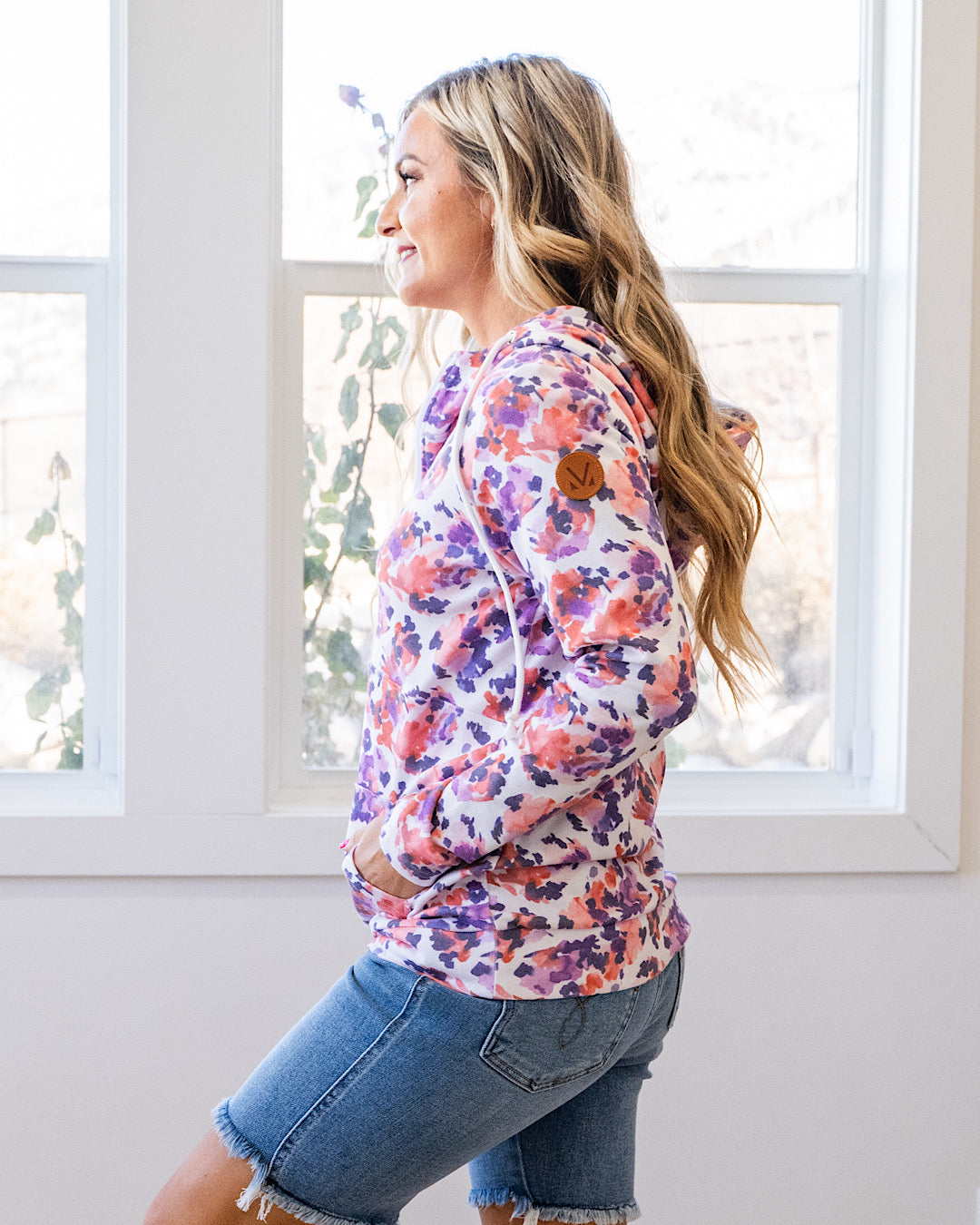 Sudadera con capucha y media cremallera Lindsay - Abstracto morado VENTA FINAL