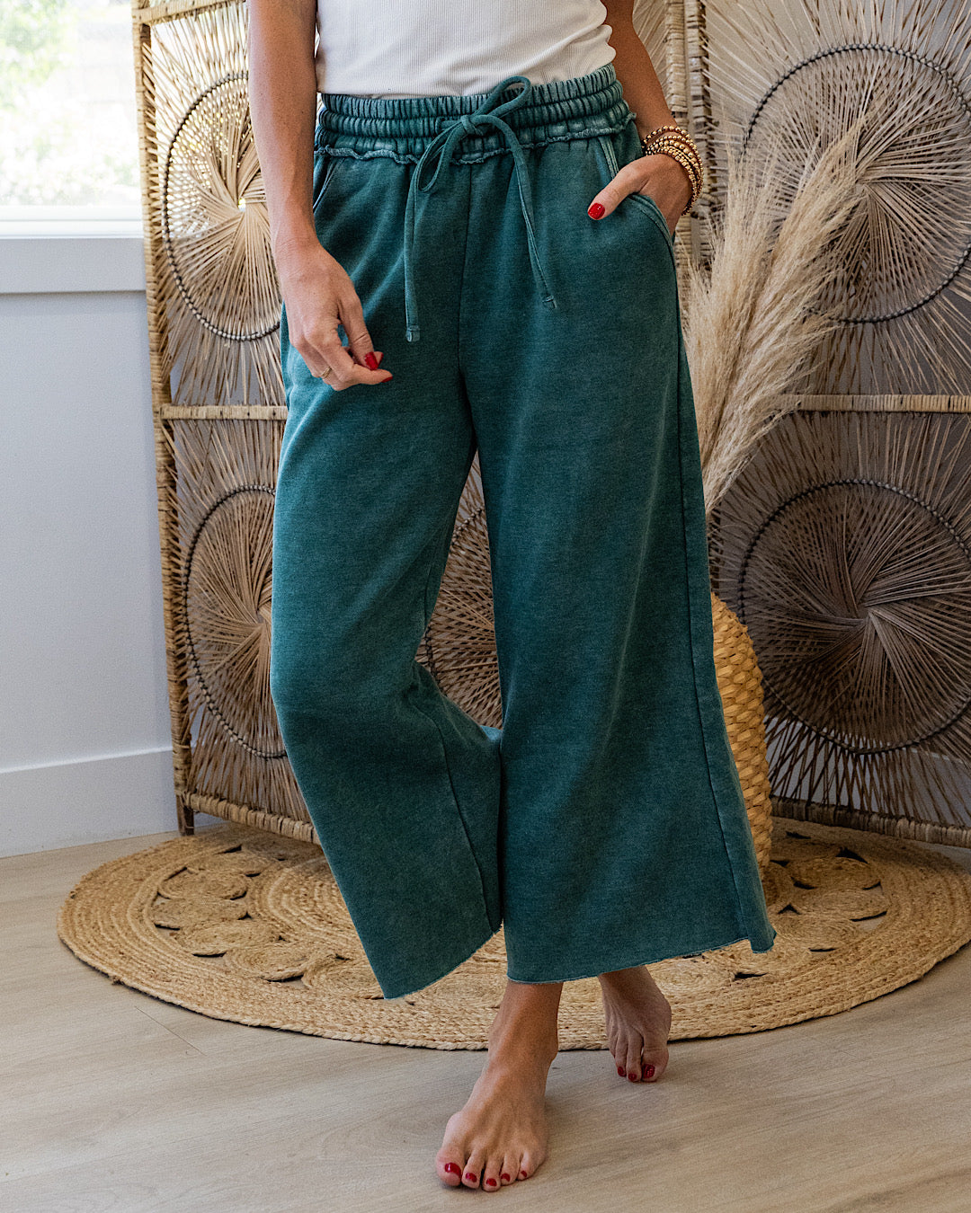 Pantalones anchos y cortos cómodos - Verde oscuro