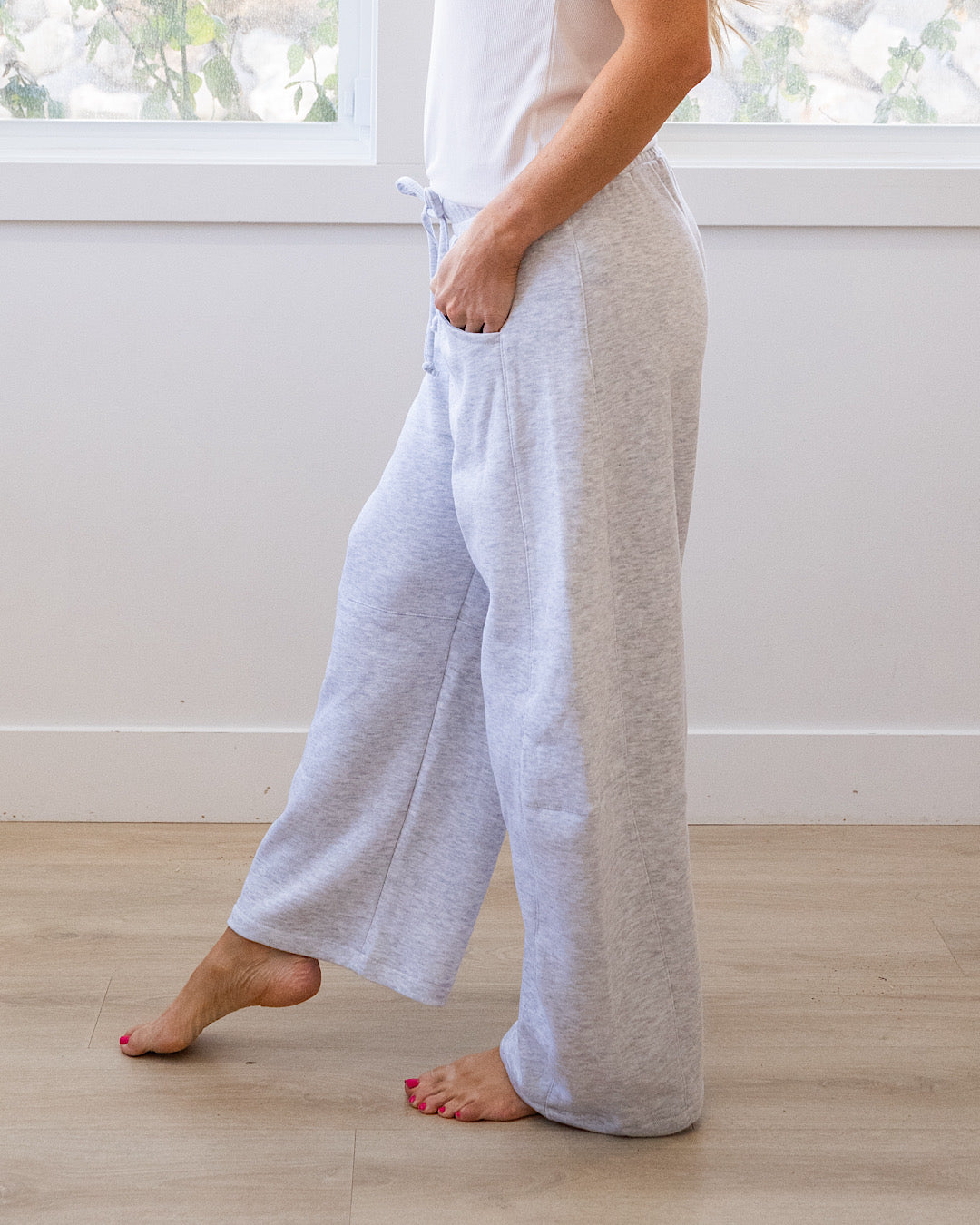 Pantalones de estar por casa Micael con pernera ancha - Gris hielo